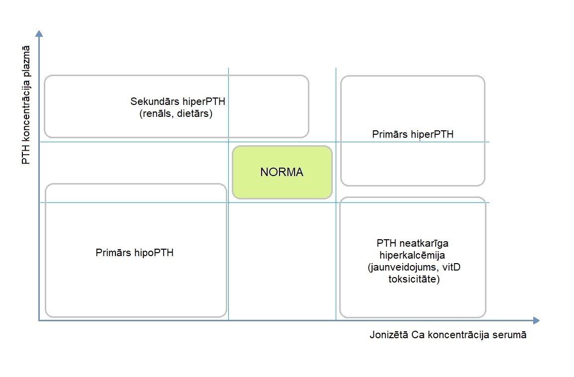 PTH un iCa koncentrācijas attiecība - shēma