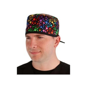 Cepure ķirurģiska, melna ar krāsainām bumbiņām