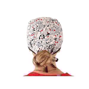 Cepure ķirurģiska, balta ar zīmētiem suņiem