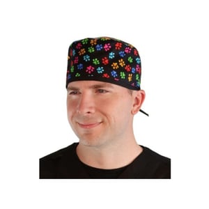 Cepure ķirurģiska, melna ar krāsainām ķepiņām