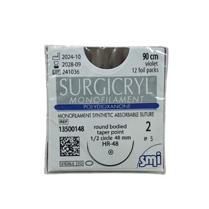 Surgicryl monofilament 2, 90cm, 1/2 apaļu adatu 48mm, N1