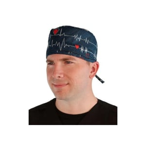 Cepure ķirurģiska, zila ar kardiogrammu