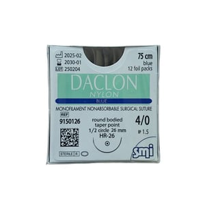 Daclon nylon mono 4/0, 75cm, 1/2 apaļu adatu, 26mm, N1